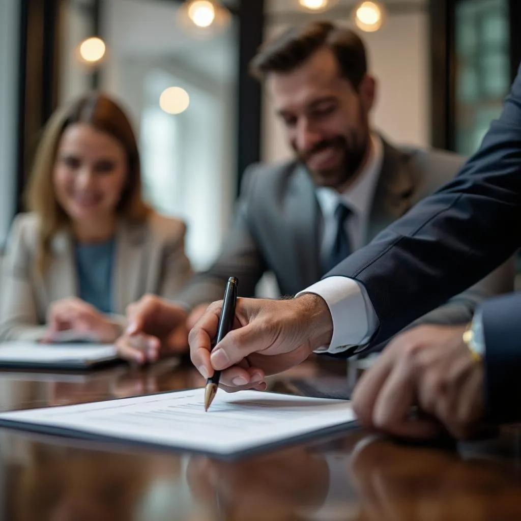 Firma de acuerdo con inversores